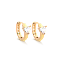 Argola Click Zircônia Coração Folheado a Ouro 18k