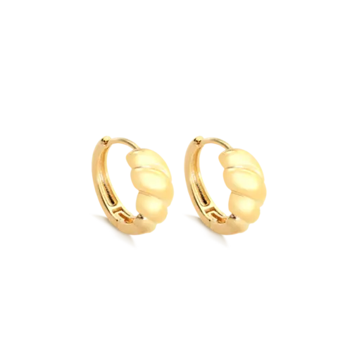 Argola 15mm Trançada Lisa Folheada a Ouro 18k