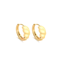 Argola 15mm Trançada Lisa Folheada a Ouro 18k