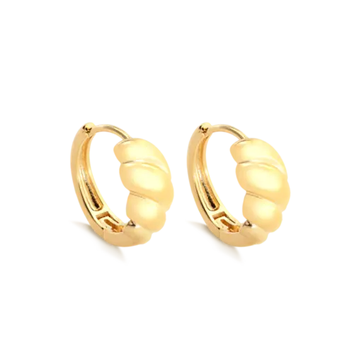 Argola 17mm Trançada Lisa Folheada a Ouro 18k