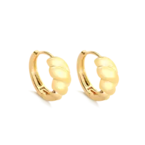 Argola 17mm Trançada Lisa Folheada a Ouro 18k