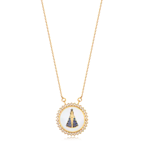 Gargantilha N. Sra. Aparecida Zircônia Folheada a Ouro 18k