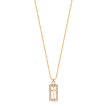 Gargantilha Retangular Cravejado Cruz Folheada a Ouro 18k
