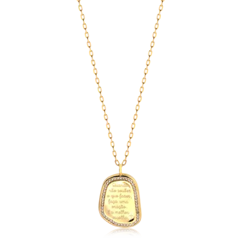 Gargantilha Tipo Orgânico Zircônias Folheada a Ouro 18k