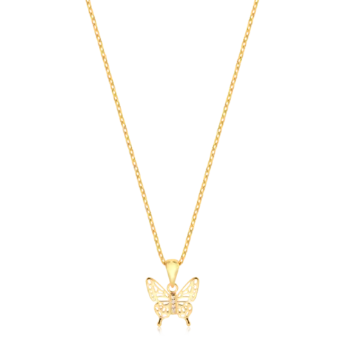 Pingente Borboleta Com Zircônia Folheado a Ouro 18k