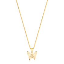 Pingente Borboleta Com Zircônia Folheado a Ouro 18k