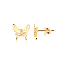 Brinco Borboleta Com Zircônia Folheado a Ouro 18k