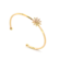 Bracelete Aberto Flor Margarida Com Zircônia Folheado a Ouro 18k