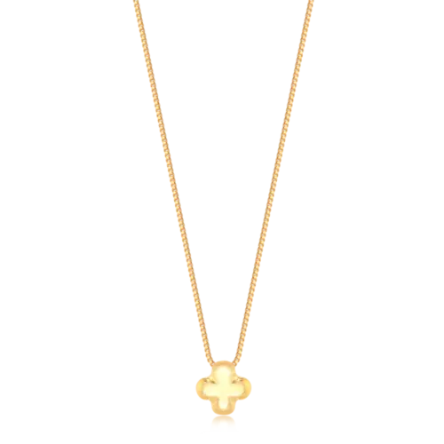 Gargantilha Trevo da Sorte Liso Folheado a Ouro 18k