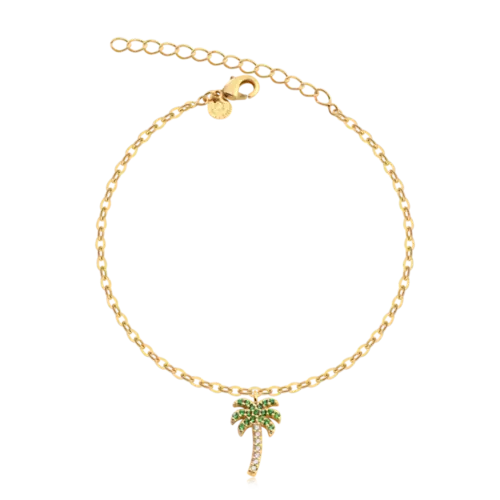 Pulseira Coqueiro Com Zircônias Folheada a Ouro 18k