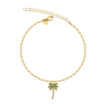 Pulseira Coqueiro Com Zircônias Folheada a Ouro 18k