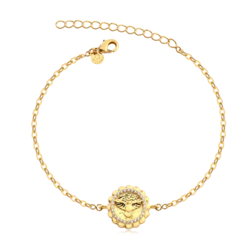 Pulseira Circular Espírito Santo Com Zircônia Folheado a Ouro 18k