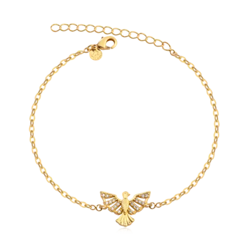 Pulseira Espírito Santo Com Zircônia Folheada a Ouro 18k