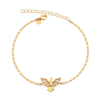Pulseira Espírito Santo Com Zircônia Folheada a Ouro 18k