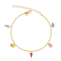 Pulseira Mix Marinho Zircônias Coloridas Folheada a Ouro 18k
