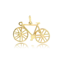 Pingente Bicicleta Lisa Folheada a Ouro 18k