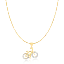 Pingente Bicicleta Cravejada de Zircônia Folheado a Ouro 18K