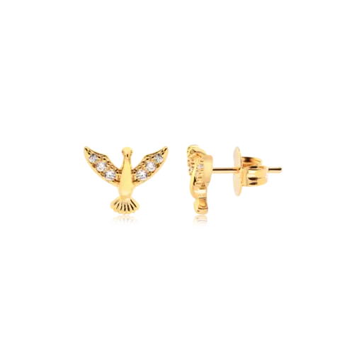 Brinco Espírito Santo Zircônia Folheado a Ouro 18k