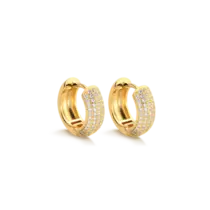Argola 13mm Click Cravejada Folheada a Ouro 18k