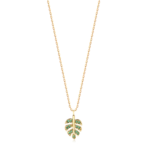 Gargantilha Folha Zircônia Folheada a Ouro 18k