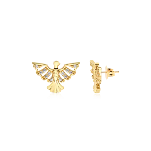 Brinco Espírito Santo Zircônia Folheado a Ouro 18k