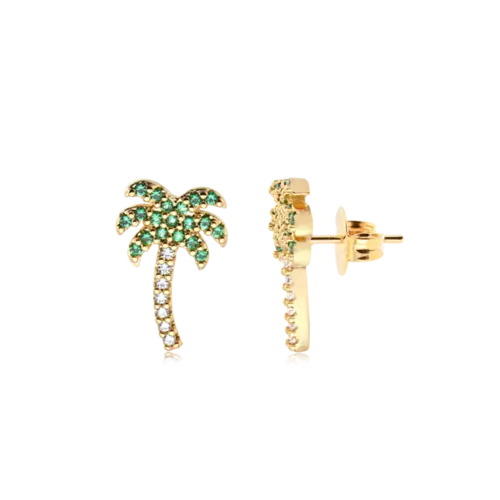 Brinco Coqueiro Zircônia Folheado a Ouro 18k