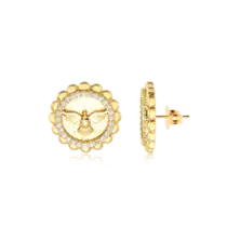 Brinco Circular Espírito Santo Com Zircônia Folheado a Ouro 18k