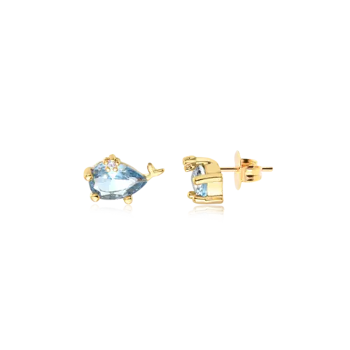 Brinco Baleia Zircônia Folheado a Ouro 18k