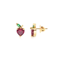 Brinco Maça Zircônia Folheado a Ouro 18k