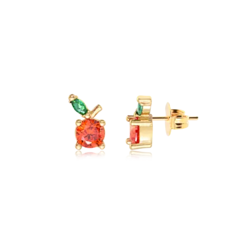 Brinco Laranja Zircônia Folheado a Ouro 18k