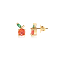 Brinco Laranja Zircônia Folheado a Ouro 18k