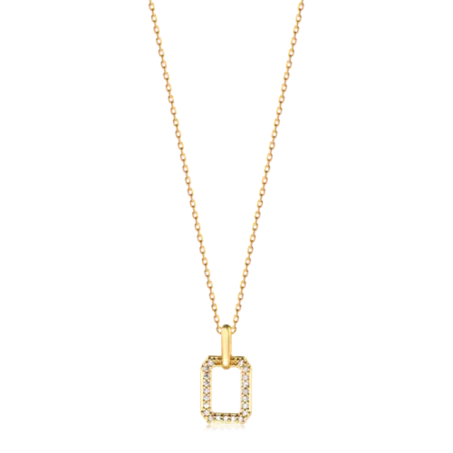 Pingente Elo Retangular Zircônia Folheado a Ouro 18k