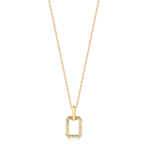 Pingente Elo Retangular Zircônia Folheado a Ouro 18k