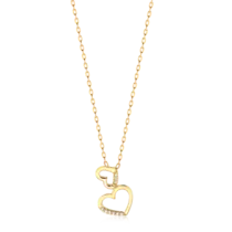 Pingente Coração Duplo Zircônia Folheado a Ouro 18k