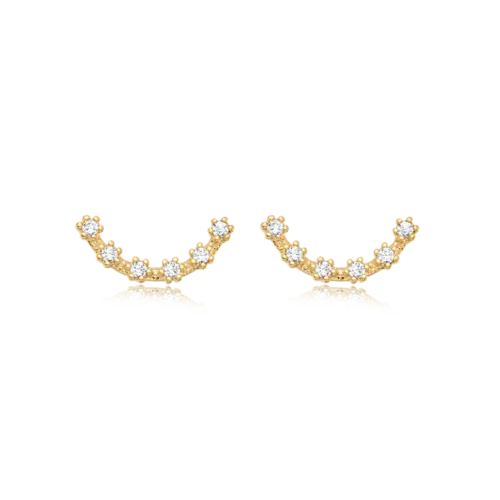 Brinco Curva Cravejada Folheado a Ouro 18k