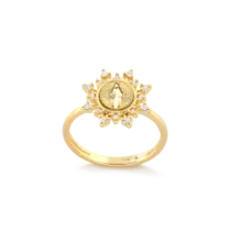 Anel  Nossa Senhora das Graças Zircônia Folheada a Ouro 18k