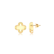 Brinco Trevo da Sorte Liso 9mm Folheado a Ouro 18k