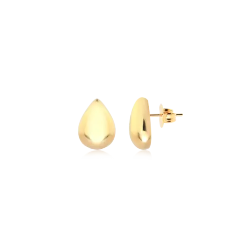 Brinco Gota Lisa 6x8mm Folheada a Ouro 18k
