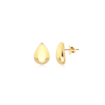 Brinco Gota Lisa 6x8mm Folheada a Ouro 18k