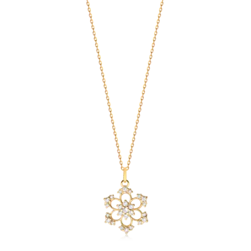 Pingente Flor Com Zircônia Folheado a Ouro 18k