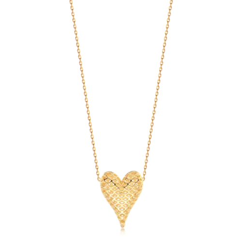 Pingente Coração Telado Folheado a Ouro 18k