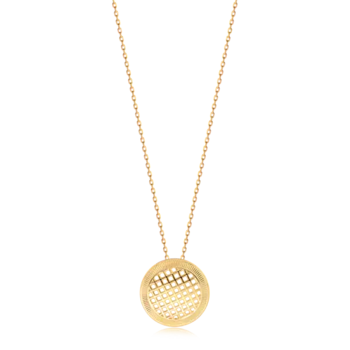 Pingente Redondo Telado Folheado a Ouro 18k