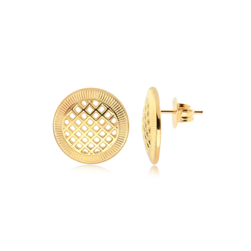 Brinco Redondo Telado Folheado a Ouro 18k