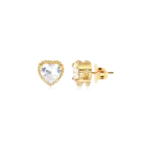 Brinco Zircônia Coração Folheado a Ouro 18k