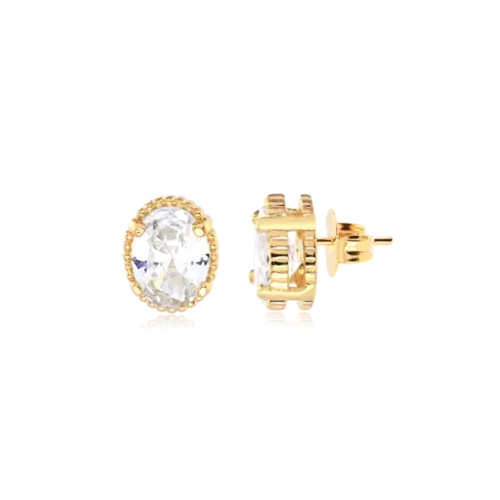 Brinco Zircônia Gota Folheado a Ouro 18k