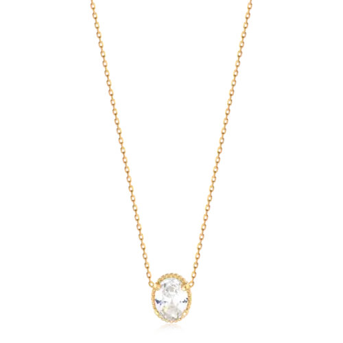 Pingente Zircônia Oval Folheado a Ouro 18k