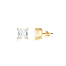 Brinco Zircônia Quadrado 6x6mm Folheado a Ouro 18k
