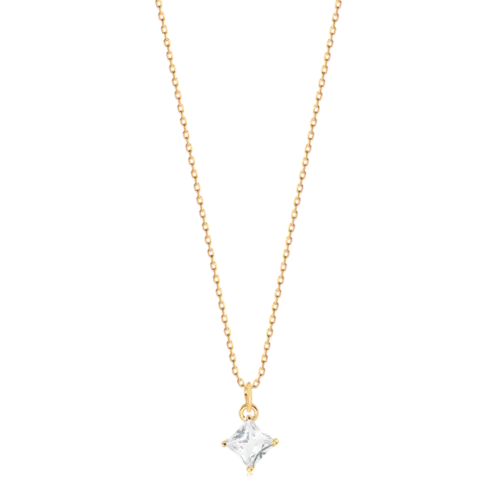 Pingente Zircônia Quadrada 6x6 Folheado a Ouro 18k