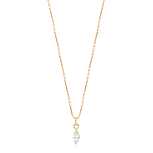 Pingente Pedra Navete Folheado a Ouro 18k
