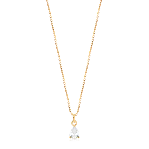 Pingente Zircônia Gota 5x7mm Folheado a Ouro 18k